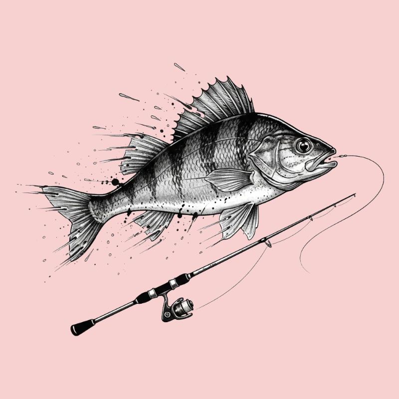 Perch Perch Rod Fishing Ink Vector