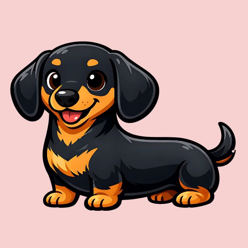 Teckel mignon dans un style dessin animé