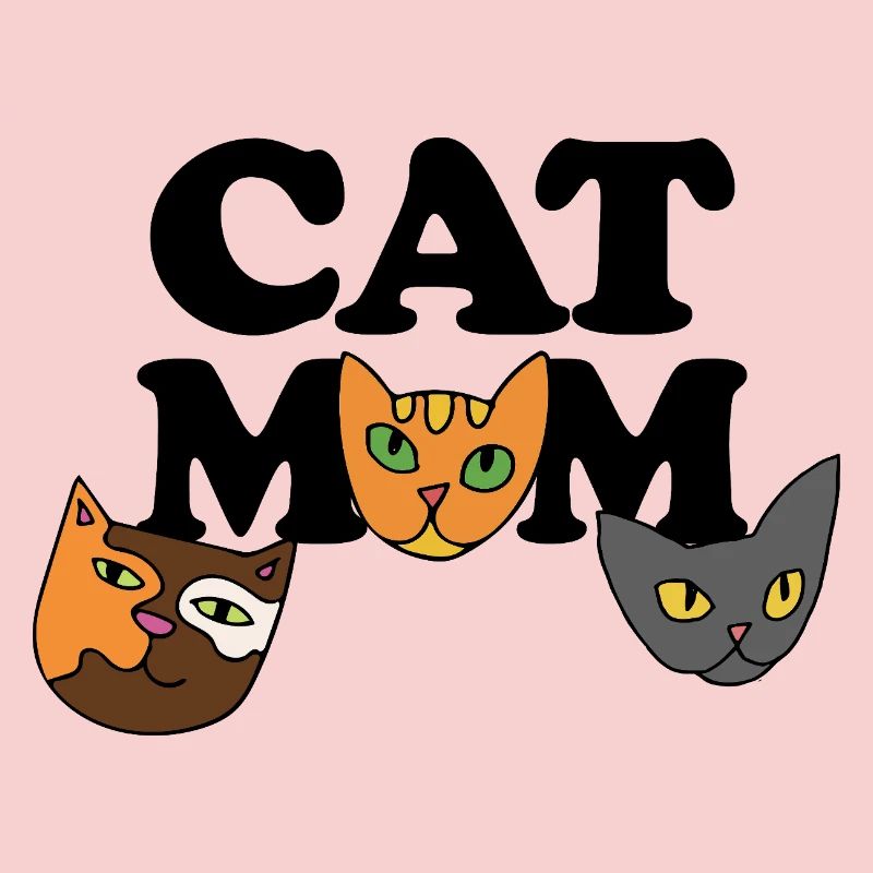 Three Cat Faces in Bold Palette
