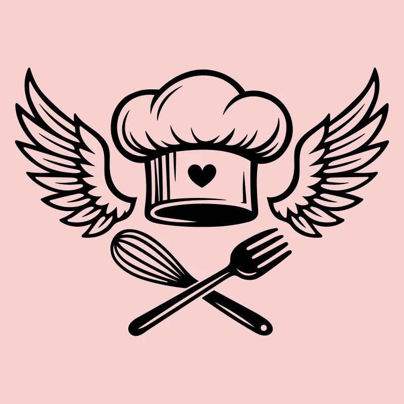 Chapeau de chef avec cœur et ailes