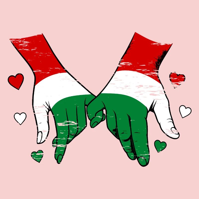 Drapeau hongrois main dans la main utilisé