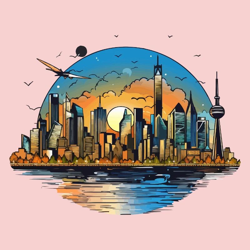 Sunset Skyline Reflection