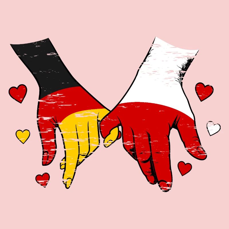 Germany Poland Flag Holding Hands