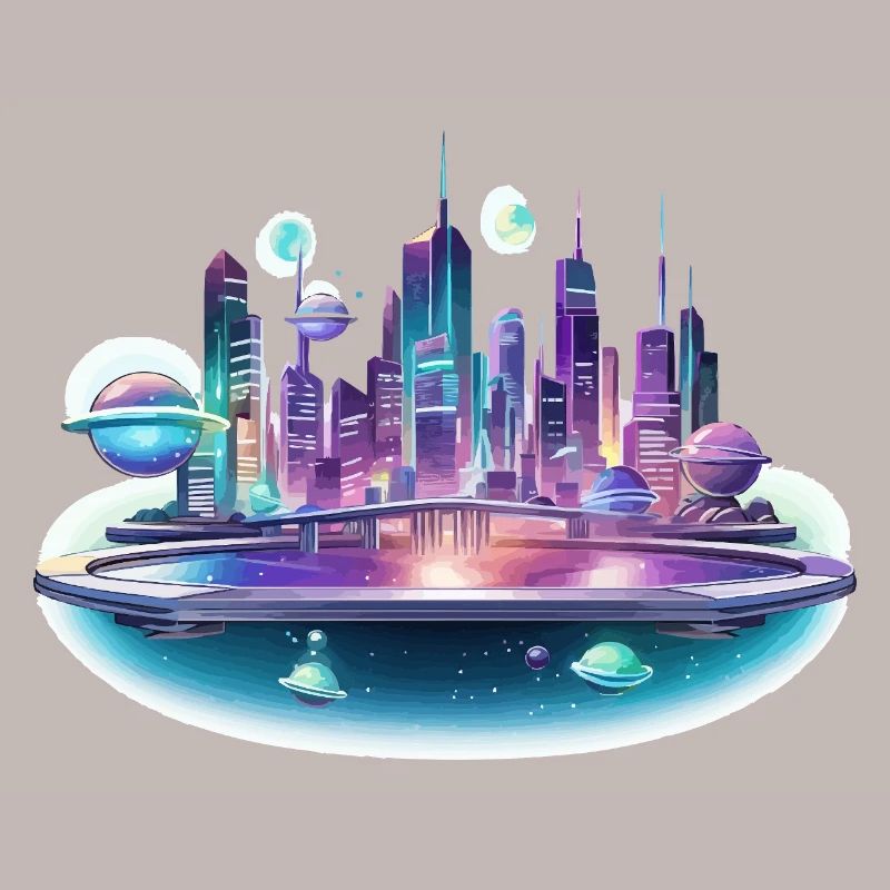Silhouette de la Cité Spatiale Néon