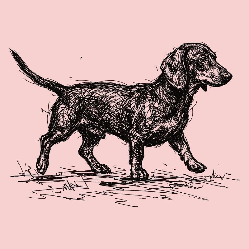 Dackel Sketch – Minimalistisches Hund Design