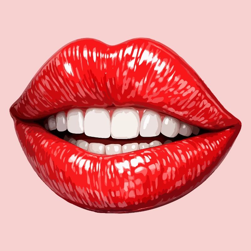 Bright Red Lips Smile