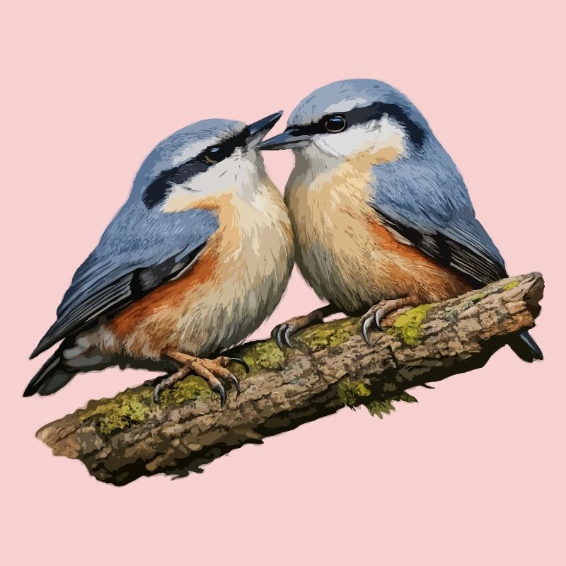 Two Nuthatches on Branch