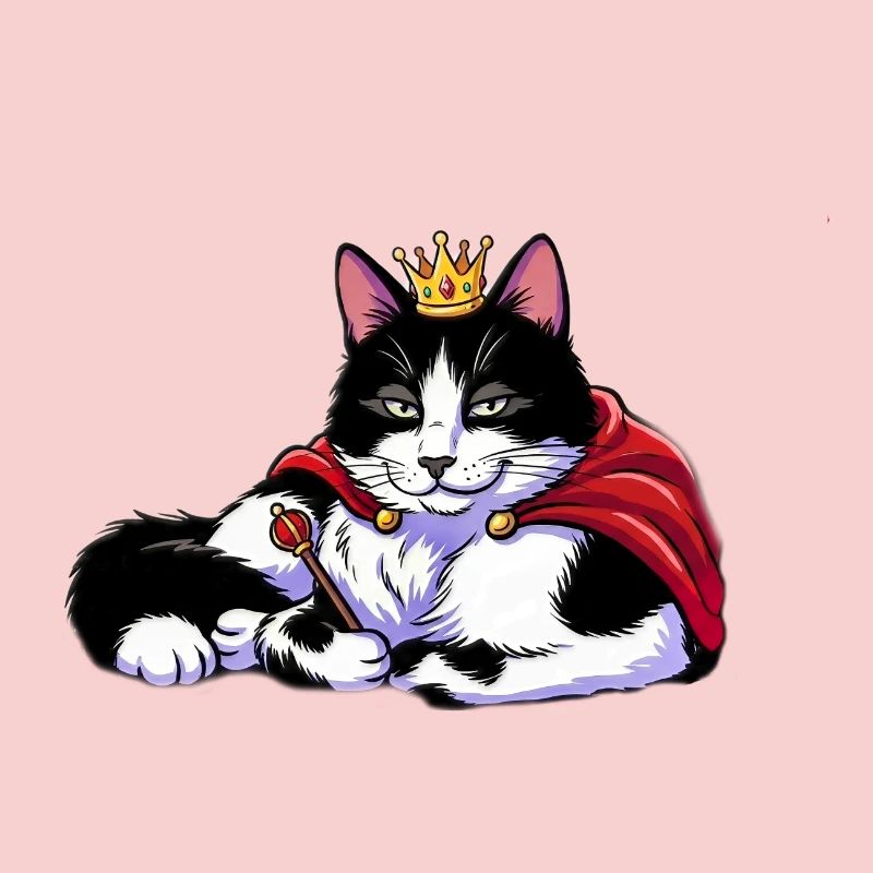 Chat royal avec couronne et cape