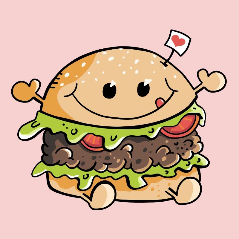 I Love Hambuger - Burger - Brötchen - Essen - Herz