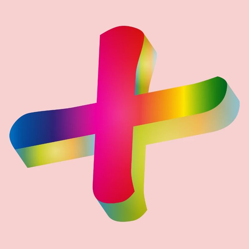 signe plus coloré aux couleurs de l'arc-en-ciel