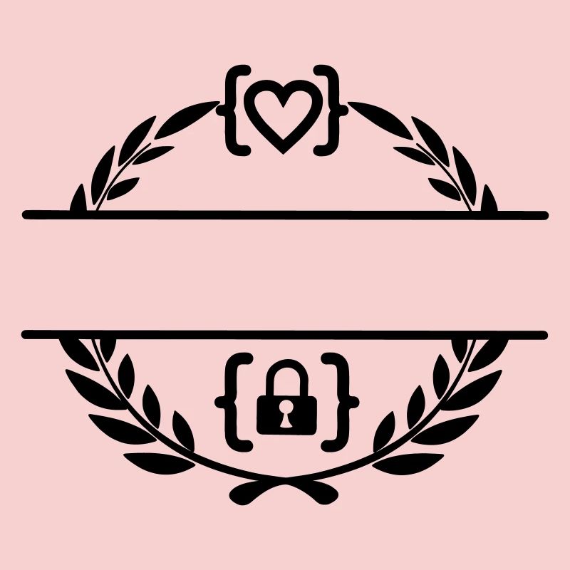 Code mit Herz und Code mit Schloss in Lorbeerkranz m