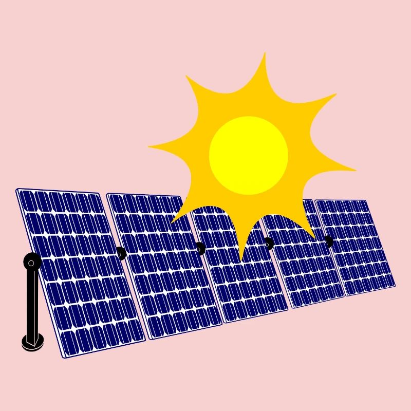 Une rangée de panneaux solaires avec soleil pour générer