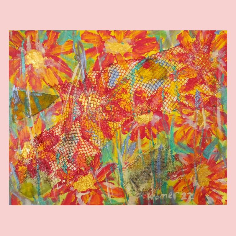 Lebendige Blumenwiese im Impressionstil