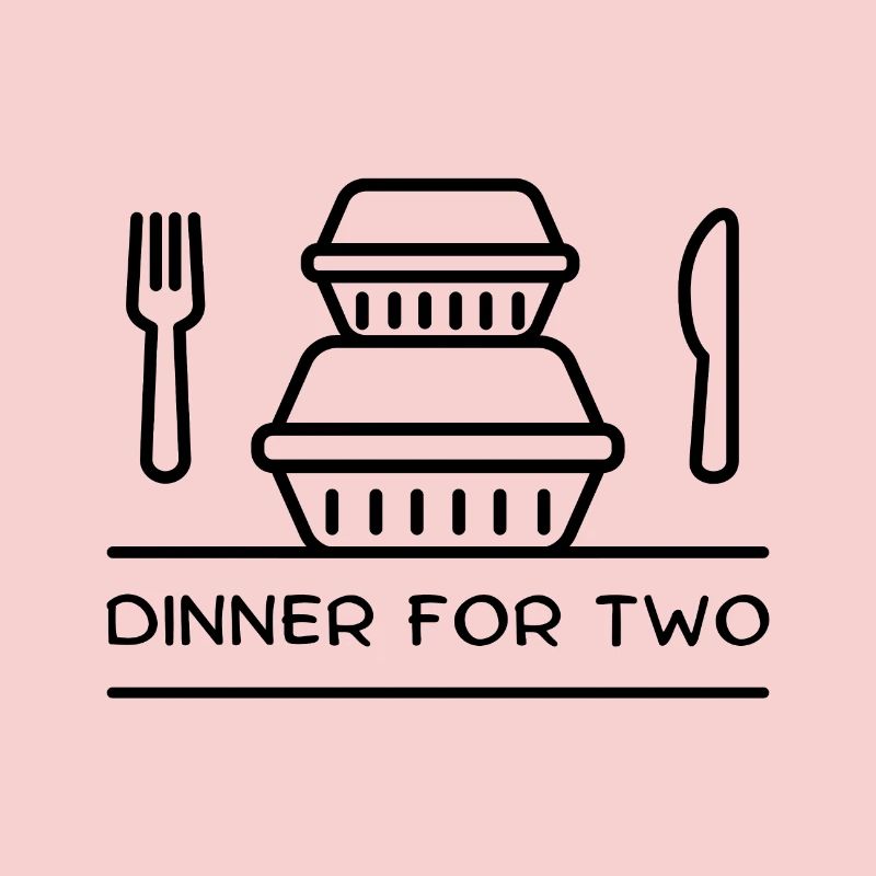 Dinner for two – takeaway boxes, fork, knife.