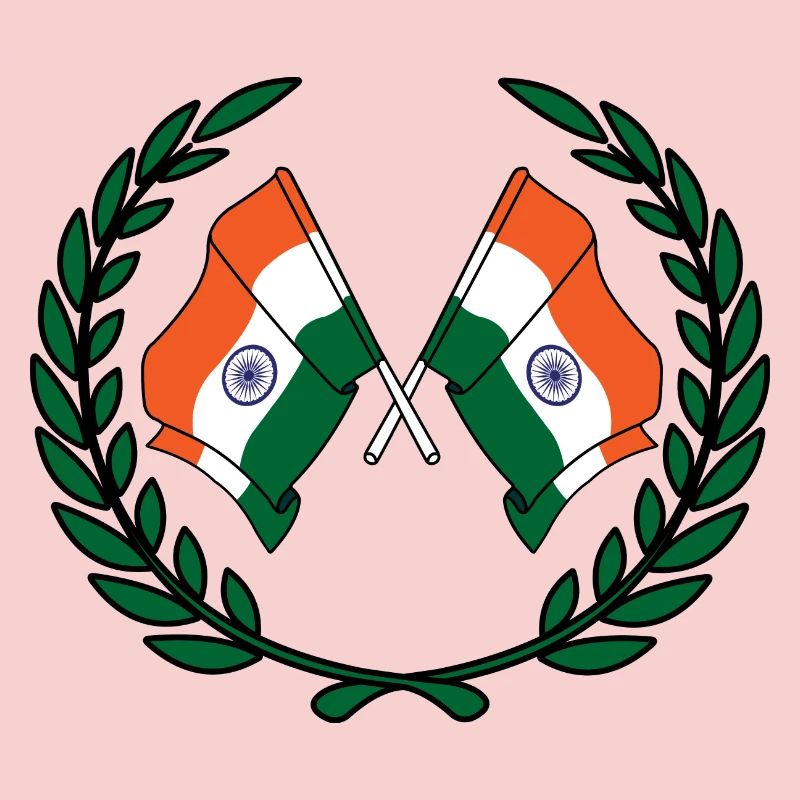 Drapeaux Inde en couronne de laurier