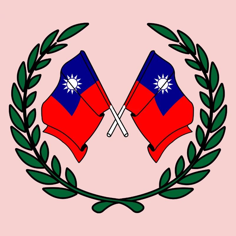 Drapeaux de Taiwan en couronne de laurier