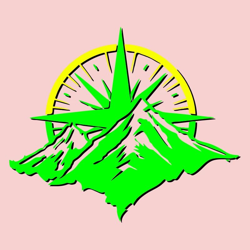 Compass With Mountain Silhouette