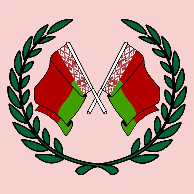 Drapeaux Biélorussie en couronne de laurier