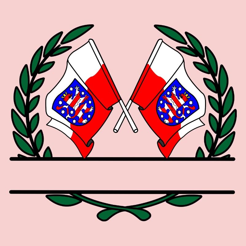 Drapeaux Thuringe couronne de laurier bannière