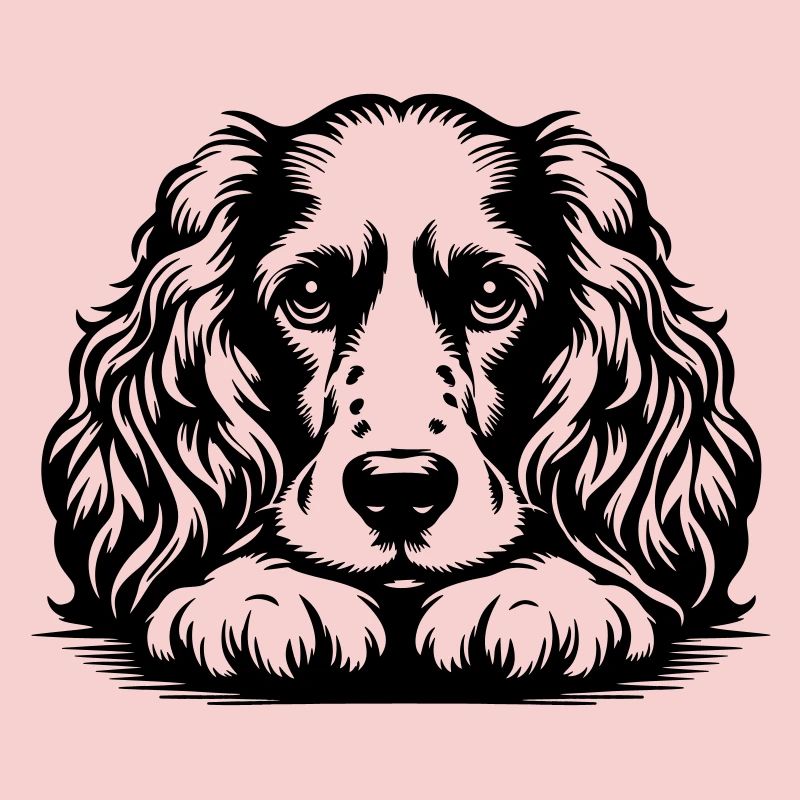 Cocker Spaniel Head with Paws