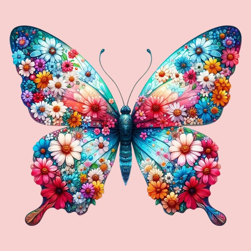 Papillon décoré de fleurs
