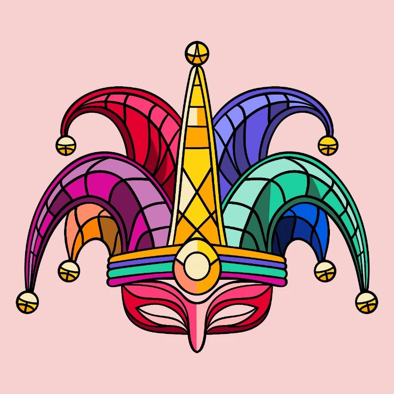 Masque de Fool’s Cap Coloré – Carnaval Carnaval