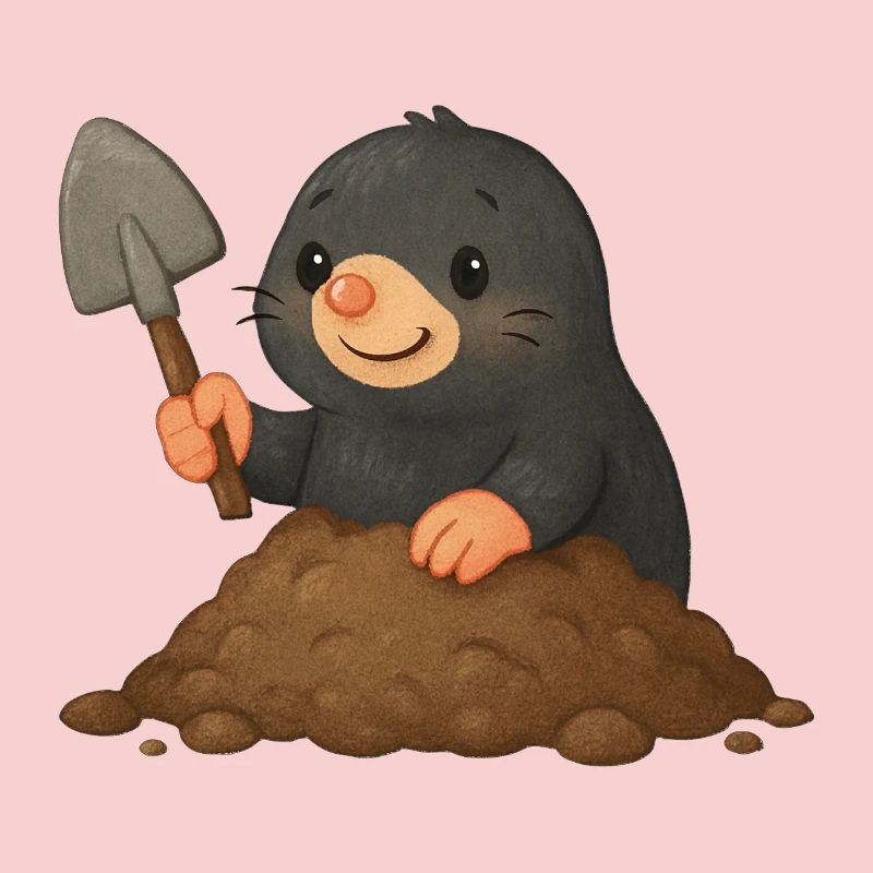 Cute mole with shovel