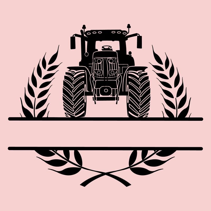 Traktor-Frontansicht im Lorbeerkranz