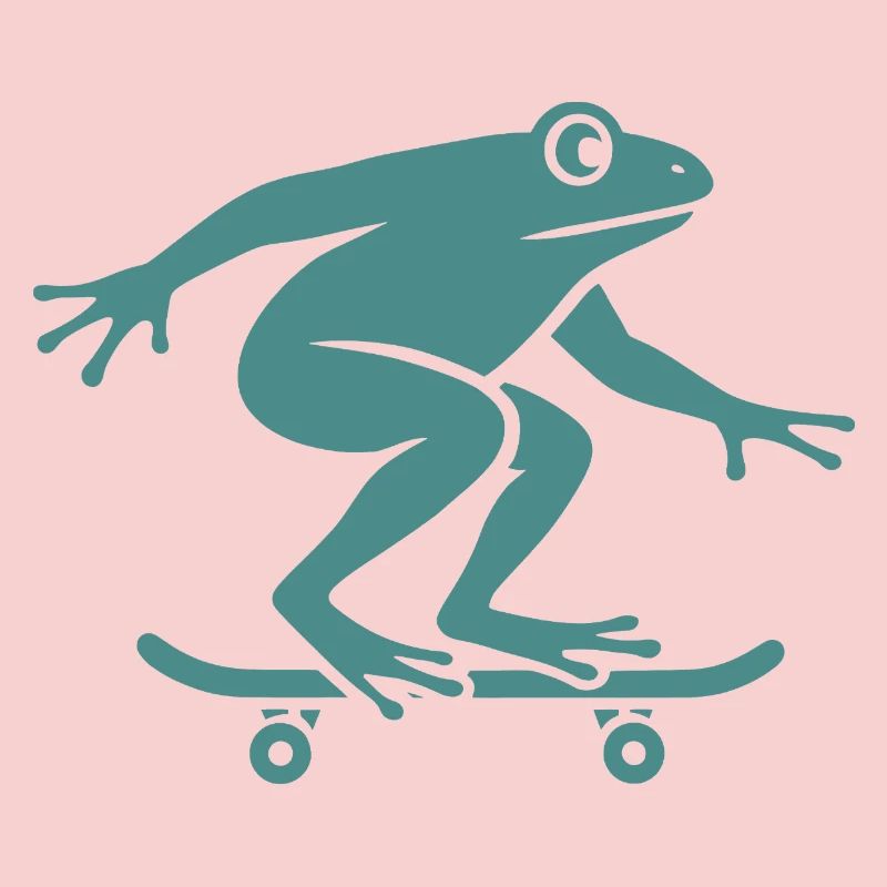 Minimalist Frog Toad Toad Skateboarder