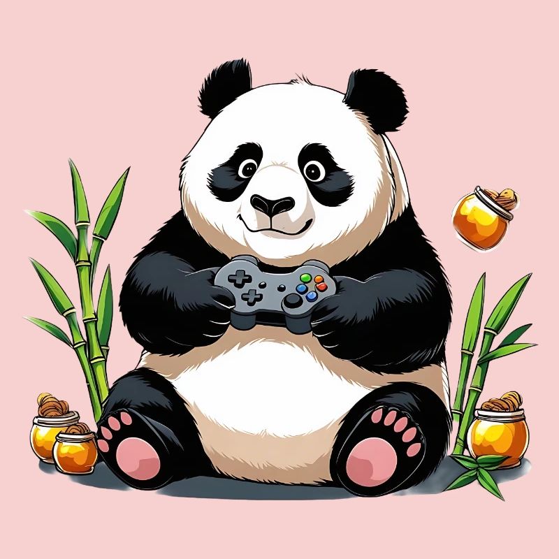 Chill Panda with Gaming Controller