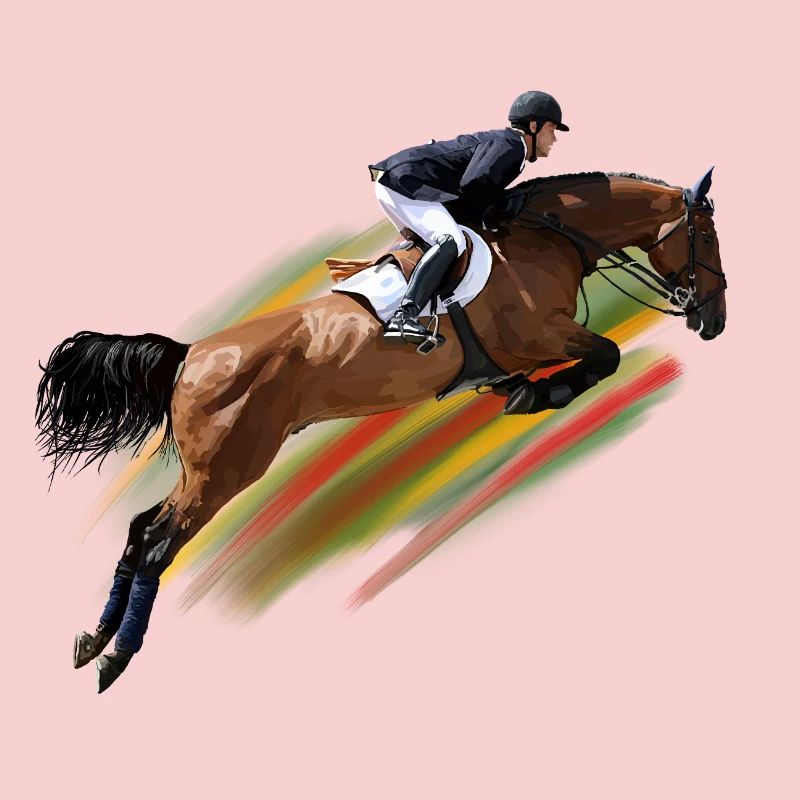 Cavalier de saut d'obstacles dynamique au galop