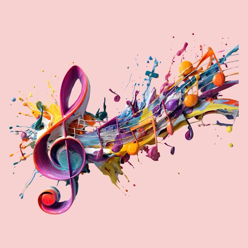 Coloured notes with clef
