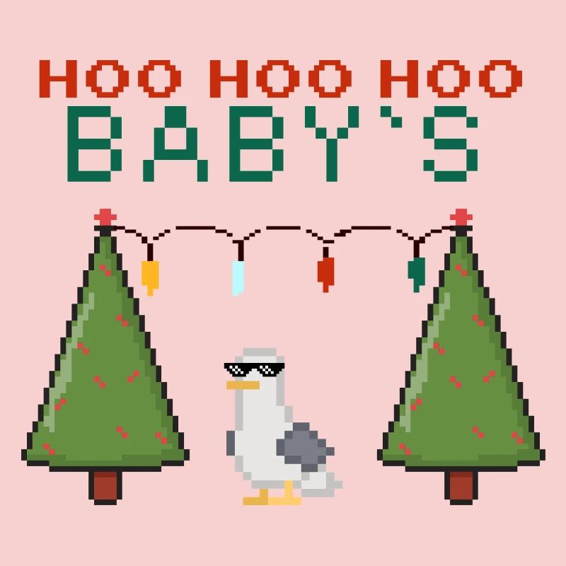 Pixel-Weihnachtsvogel mit Lichterketten