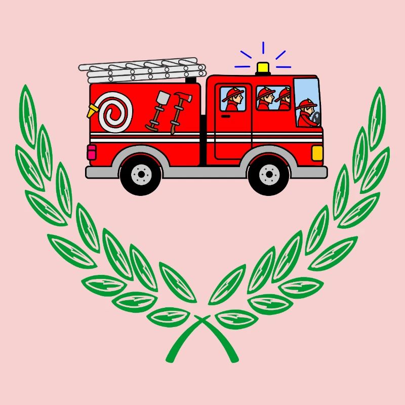 Fire engine in laurel wreath