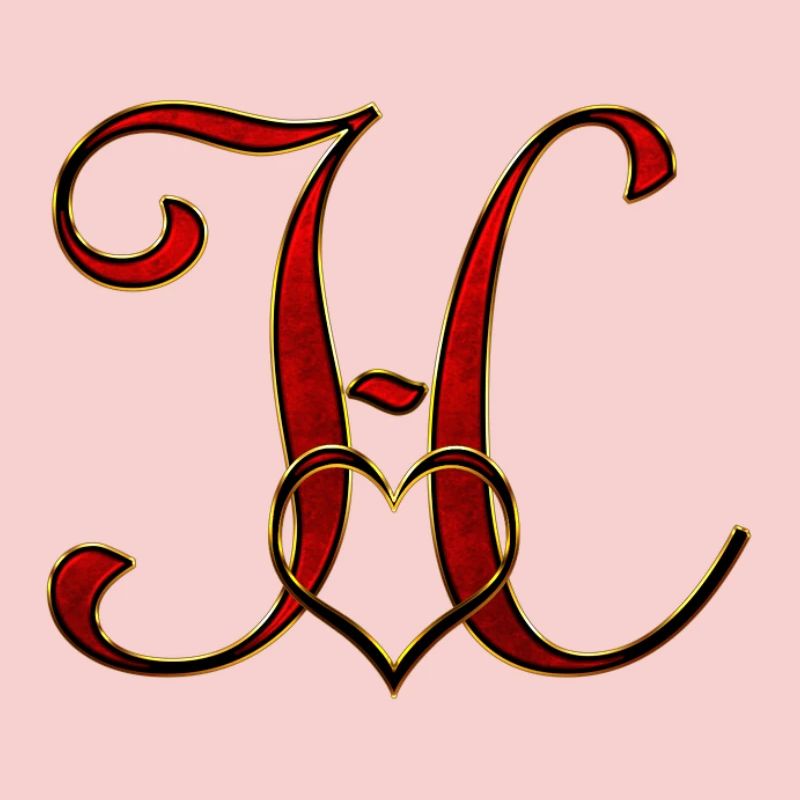 Monogram H with heart frame