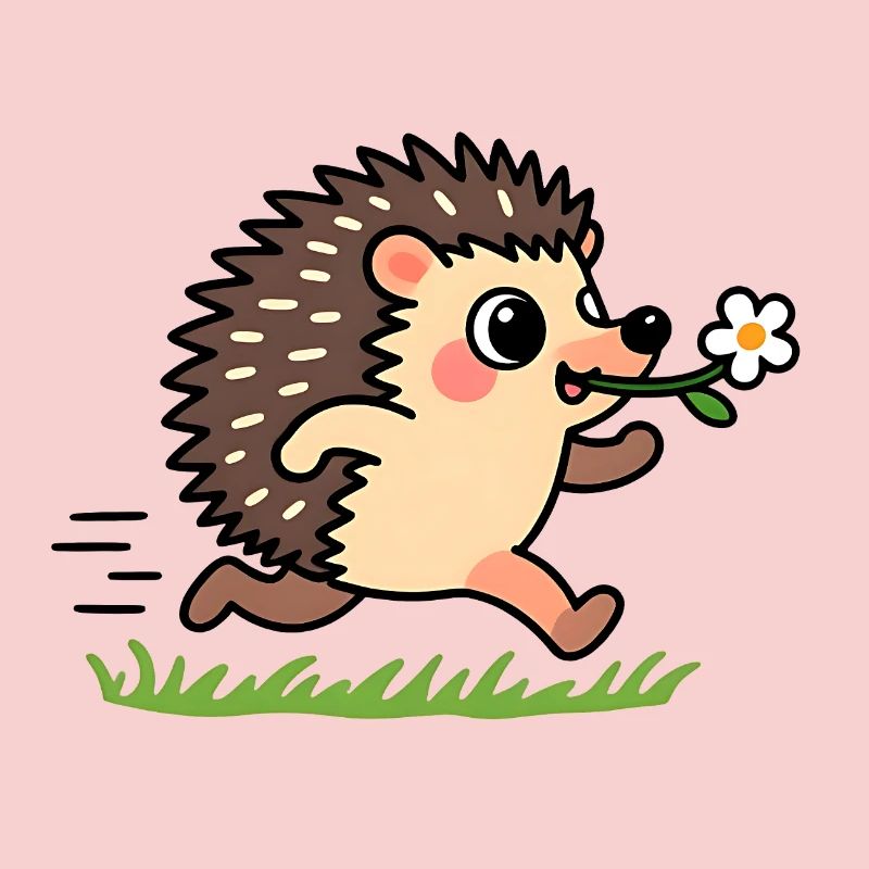Hérisson avec une fleur
