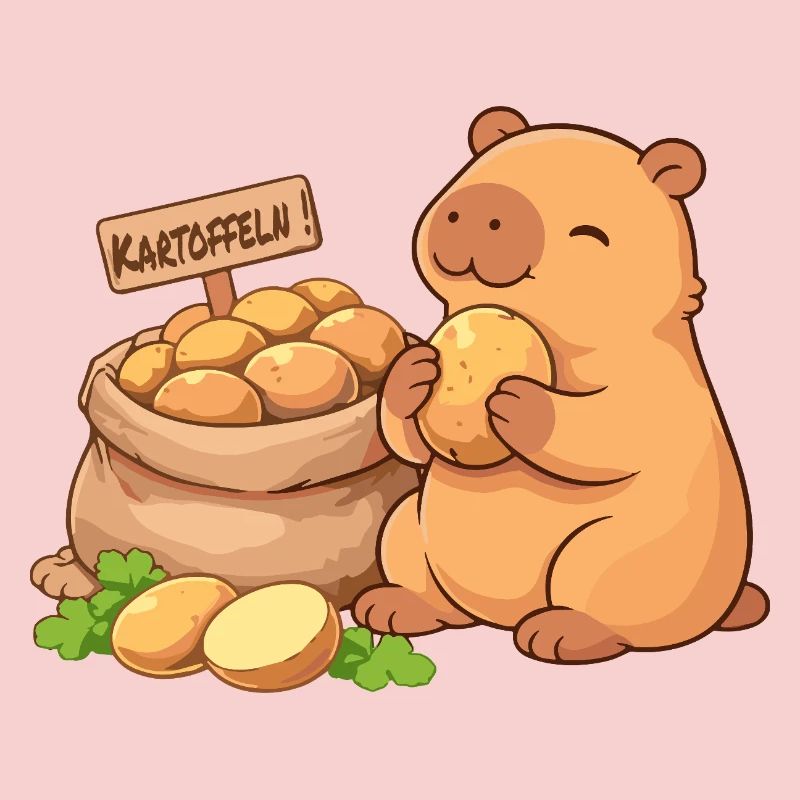 Capybara avec pommes de terre – détendu et mignon