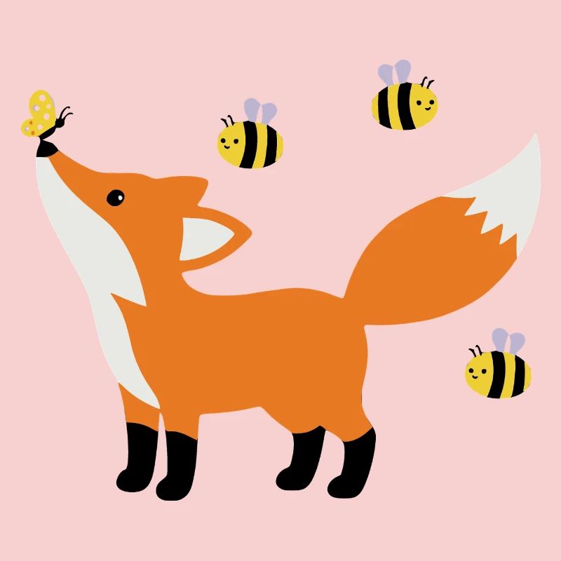 Cute fox in summer minimalist style