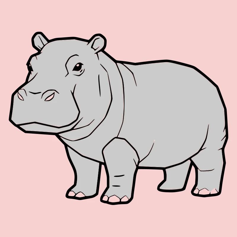 Nilpferd Stehend Comic Tier Zoo