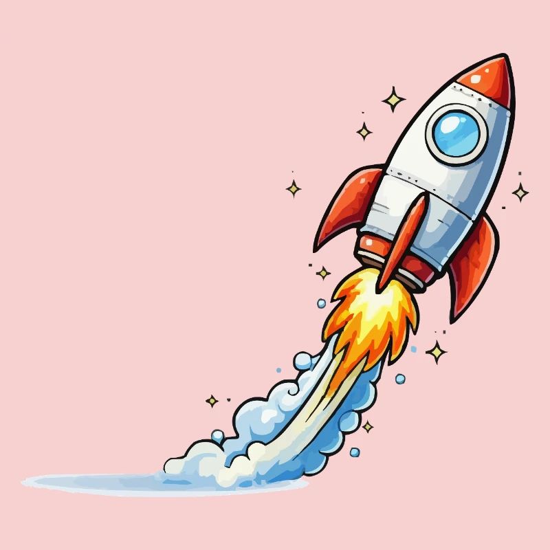 Conception de dessins animés Rocket Launch