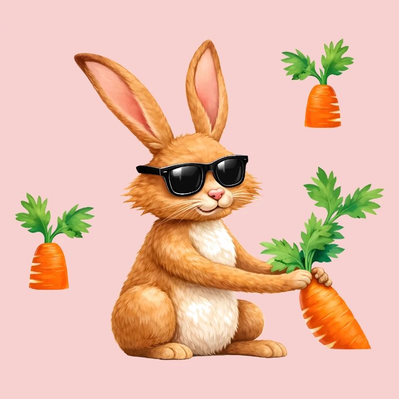 Bunny with sunglasses and carrot