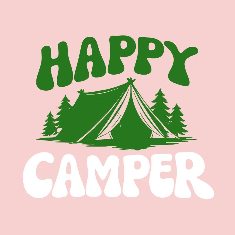 Fröhlicher Camper im Wald