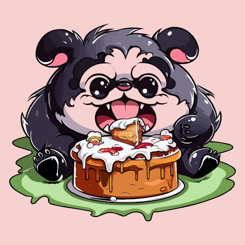 Pug with Cake Cartoon
