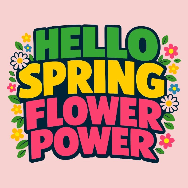 Hello Spring Flower Power Frühlingsspruch