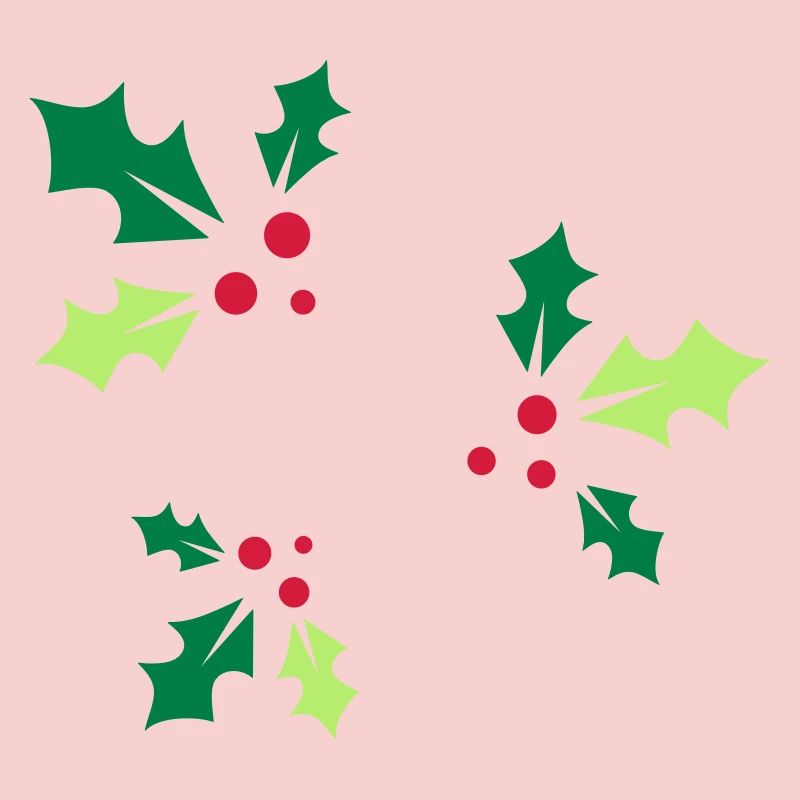 three holly branches with three red berries
