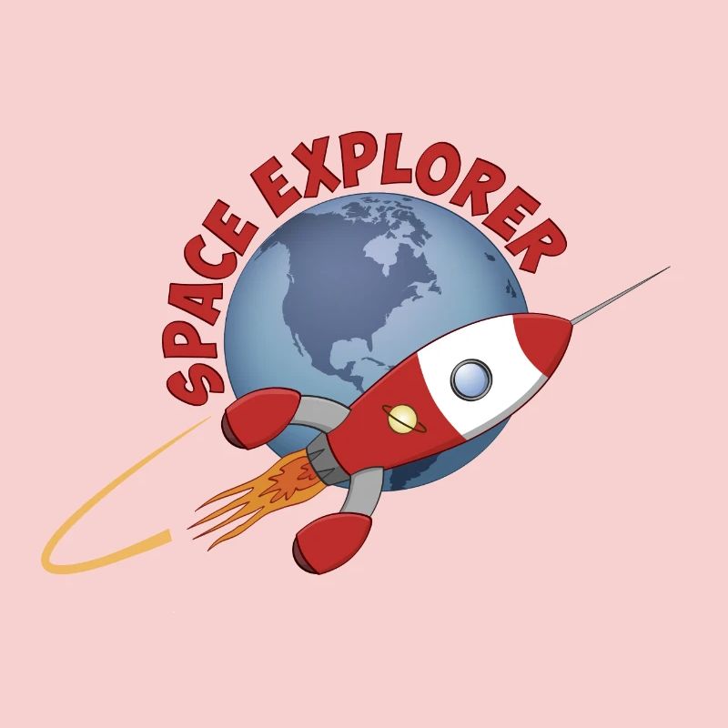 Space explorer, the rocket and earth.