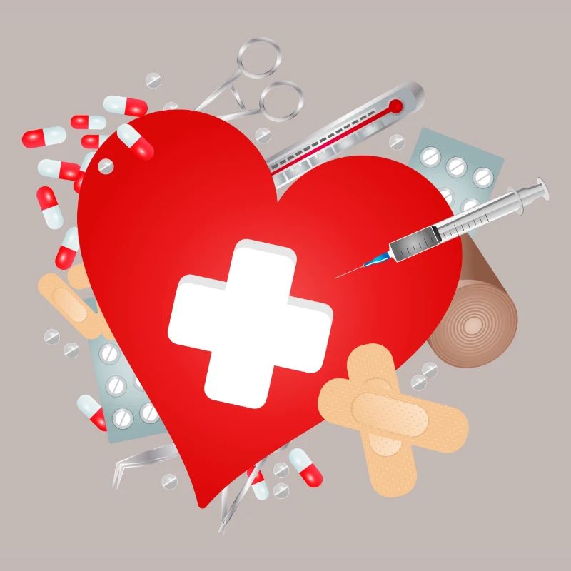 Erste Hilfe Set oder Reiseapotheke mit Herz