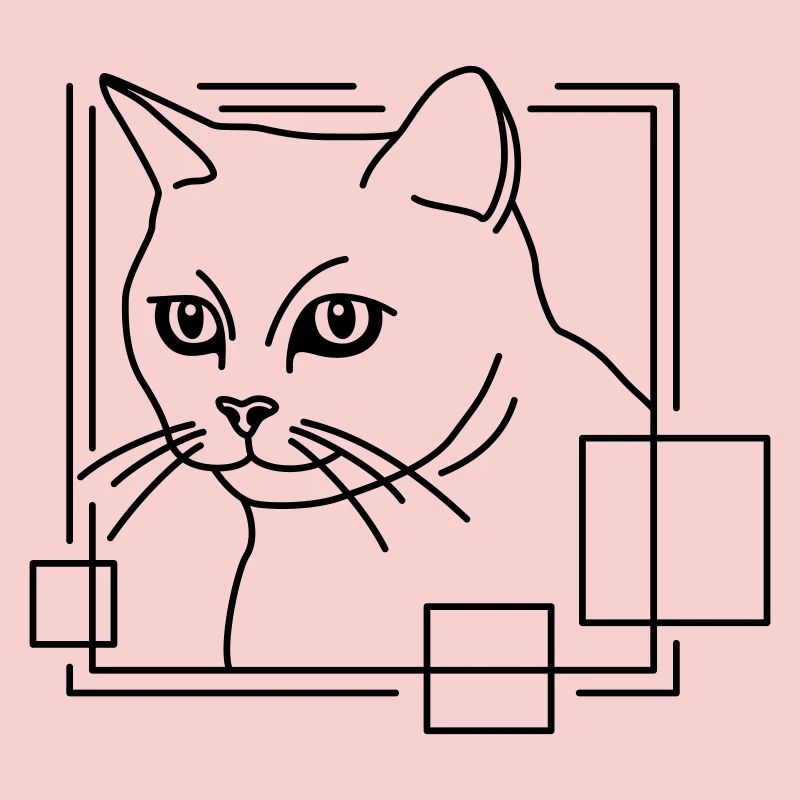 Chat en forme géométrique - Conception d’art au trait