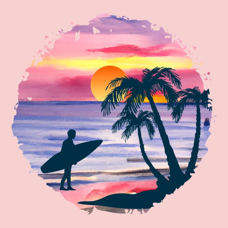 Aquarelle de plage de coucher de soleil d’été