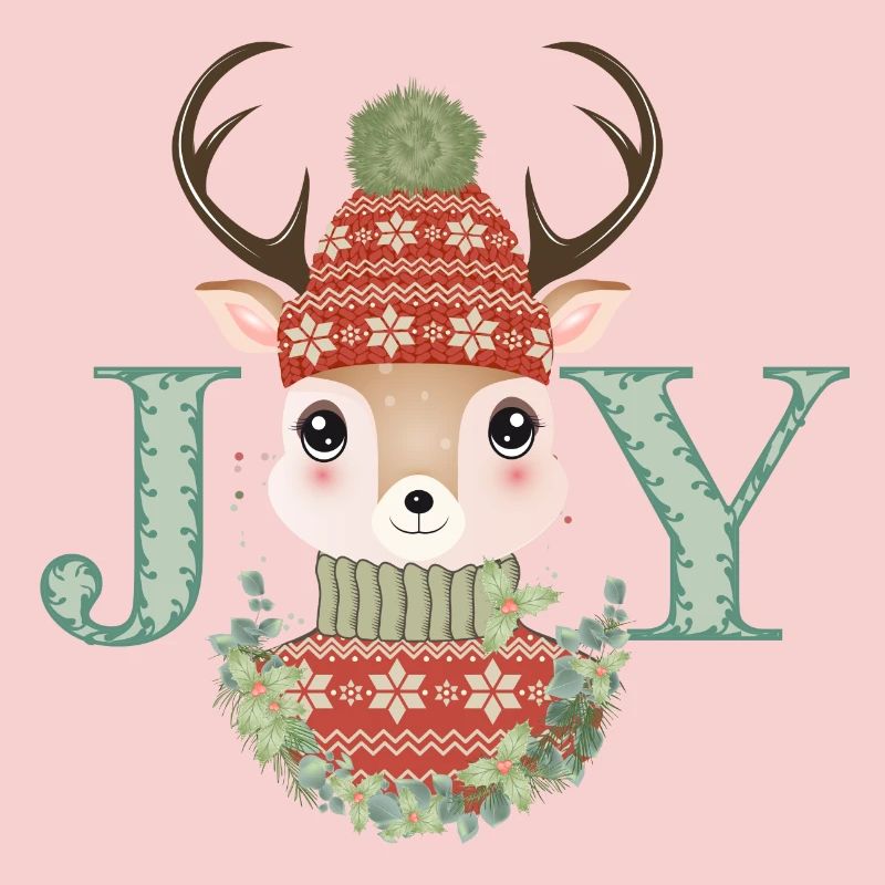 cerf mignon avec pull et bonnet pompon Joy